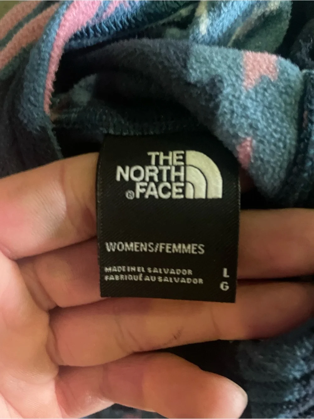 The North Face Hooded Fleece Pullover - Navy, Pink & Teal Print